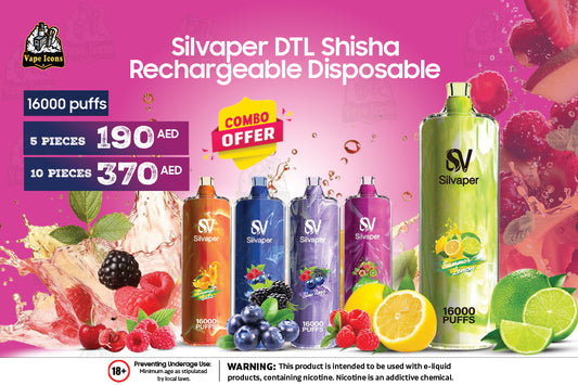 Offer! Silvaper DTL Shisha 16000 Puffs 5p Combo Disposable Vape In Dubai