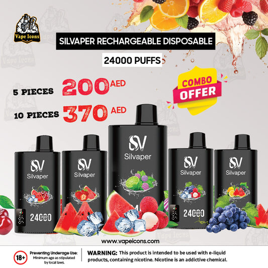 Offer! Silvaper 24000 Puffs 5p Combo Rechargeable Disposable Vape in Dubai