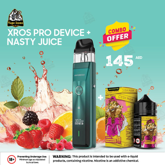 Best Combo Offer! Vaporesso Xros Pro Device with Nasty Cushman E-Juice in Dubai