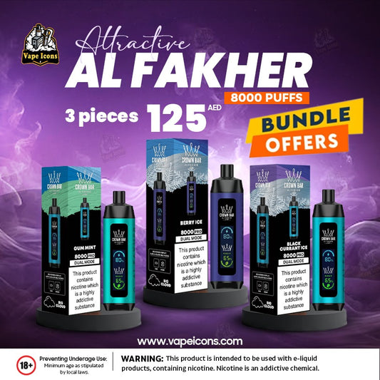 Crown Bar Al Fakher Pro 8000 Puffs 3p Bundle Offer in Dubai