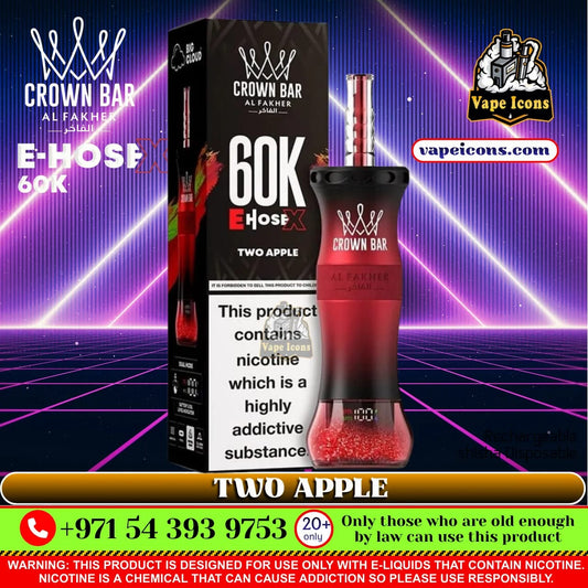 Crown Bar Al Fakher e-liquid bottle with packaging on a vibrant background