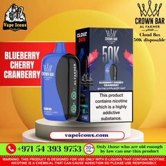 Crown Bar Al Fakher Cloud Box 50K Disposable Vape Blueberry Cherry Cranberry Flavor UAE