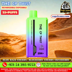 Cristal The CP Twist 25k Puffs Rechargeable Disposable Best Price In Dubai UAE, 20mg Nicotine vape, 2%Nicotine Disposable Vape.