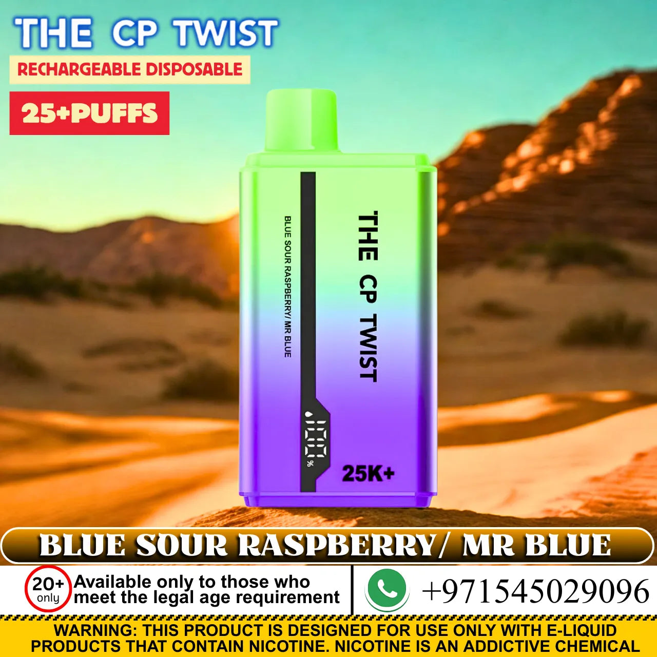 Cristal The CP Twist 25k Puffs Rechargeable Disposable Best Price In Dubai UAE, 20mg Nicotine vape, 2%Nicotine Disposable Vape.