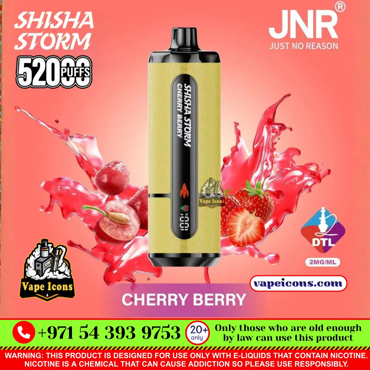 JNR Shisha 52k Puffs 20 Mg (2%) Rehargeable Disposable Vape Buy Online In Bussiness Bay Dubai UAE
