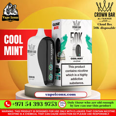 Crown Bar Al Fakher Cloud Box 50K Disposable Vape Cool Mint Flavor Dubai UAE