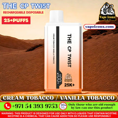 Cristal The CP Twist 25k Puffs Rechargeable Disposable Best Price In Dubai UAE, 20mg Nicotine vape, 2%Nicotine Disposable Vape.