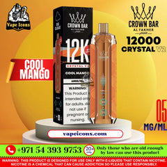 Crown Bar AL FAKHER Crystal V2 12K Puffs Rechargeable Disposable Vape Cool Mango Flavor In JVC, Sport City, Mtor City, Damac Hills & Whole UAE.