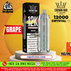 Crown Bar AL FAKHER Crystal V2 12K Puffs Rechargeable Disposable Vape In Grape Flavor at Vape Icons Dubai UAE.