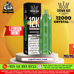 Crown Bar AL FAKHER Crystal V2 12K Puffs Rechargeable Disposable Vape at Vape Icons In Lemon Mint Flavor.