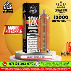 Crown Bar AL FAKHER Crystal V2 12K Puffs Rechargeable Disposable Vape Mango Pineapple Flavor In Business Bay Duba.