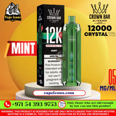 Crown Bar AL FAKHER Crystal V2 12K Puffs Rechargeable Disposable Vape Mint Flavor.