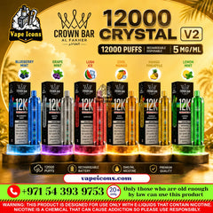 Crown Bar AL FAKHER Crystal V2 12K Puffs Rechargeable Disposable Vape in Downtown Dubai.