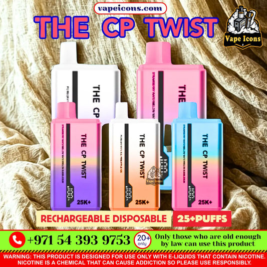 Cristal The CP Twist 25k Puffs Rechargeable Disposable Best Price In Dubai UAE, 20mg Nicotine vape, 2%Nicotine Disposable Vape.