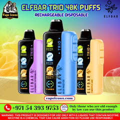 ELFBAR TRIO 40K PUFFS RECHARGEABLE DSPOSABLE In Dubai, Vape Motor City, Vape Shop JVC, Vape Shop Near Me, Best Diposable, Long Lasing Diposable, Mix Berry, Strawberry Watermelon, Blueberry Ice, Peach Mango, Double Mango, Peach Ice, Blueberry Raspberry Ice, Pineapple Passion Fruit Guava, Strawberry Mango, Lychee Juicy Peach, Grape Ice, Strawberry Ice, Strawberry Kiwi, Peach Mango Watermelon, Mango Ice, VCT, Watermelon Bubblegum, Blue Razz Ice, Miami Mint.