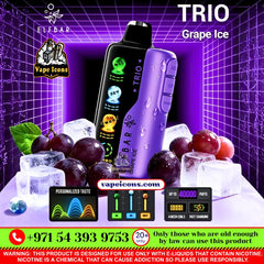 ELFBAR TRIO 40K PUFFS RECHARGEABLE DSPOSABLE In Dubai, Vape Motor City, Vape Shop JVC, Vape Shop Near Me, Best Disposable, Long Lasing Disposable, Mix Berry, Strawberry Watermelon, Blueberry Ice, Peach Mango, Double Mango, Peach Ice, Blueberry Raspberry Ice, Pineapple Passion Fruit Guava, Strawberry Mango, Lychee Juicy Peach, Grape Ice, Strawberry Ice, Strawberry Kiwi, Peach Mango Watermelon, Mango Ice, VCT, Watermelon Bubblegum, Blue Razz Ice, Miami Mint.