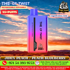Cristal The CP Twist 25k Puffs Rechargeable Disposable Best Price In Dubai UAE, 20mg Nicotine vape, 2%Nicotine Disposable Vape.