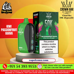Crown Bar Al Fakher Cloud Box 50K Disposable Vape Kiwi Passionfruit Guava Flavor UAE