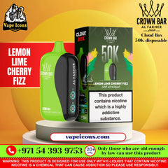 Crown Bar Al Fakher Cloud Box 50K Disposable Vape Lemon Lime Cherry Fizz Flavor Dubai