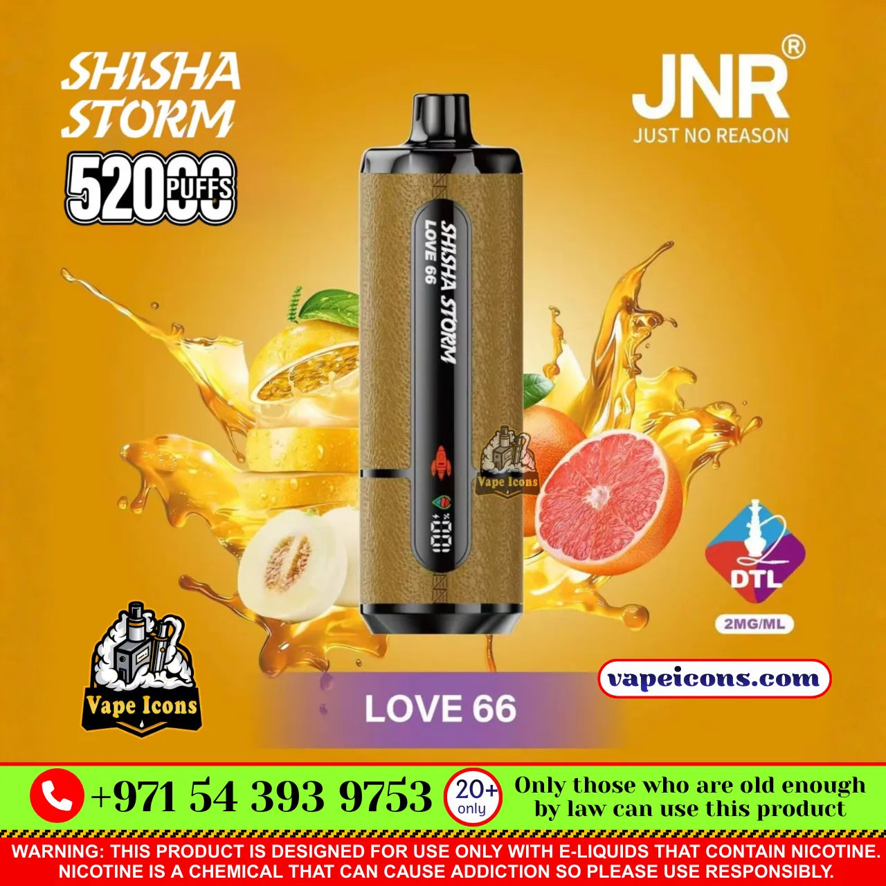 JNR Shisha 52k Puffs 20 Mg (2%) Rehargeable Disposable Vape Buy Online In Downtown & Sports City Dubai UAE