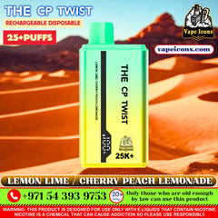 Cristal The CP Twist 25k Puffs Rechargeable Disposable Best Price In Dubai UAE, 20mg Nicotine vape, 2%Nicotine Disposable Vape.