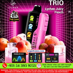 ELFBAR TRIO 40K PUFFS RECHARGEABLE DSPOSABLE In Dubai, Vape Motor City, Vape Shop JVC, Vape Shop Near Me, Best Disposable, Long Lasing Disposable, Mix Berry, Strawberry Watermelon, Blueberry Ice, Peach Mango, Double Mango, Peach Ice, Blueberry Raspberry Ice, Pineapple Passion Fruit Guava, Strawberry Mango, Lychee Juicy Peach, Grape Ice, Strawberry Ice, Strawberry Kiwi, Peach Mango Watermelon, Mango Ice, VCT, Watermelon Bubblegum, Blue Razz Ice, Miami Mint.