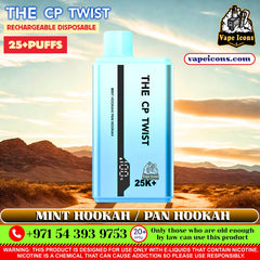 Cristal The CP Twist 25k Puffs Rechargeable Disposable Best Price In Dubai UAE, 20mg Nicotine vape, 2%Nicotine Disposable Vape.