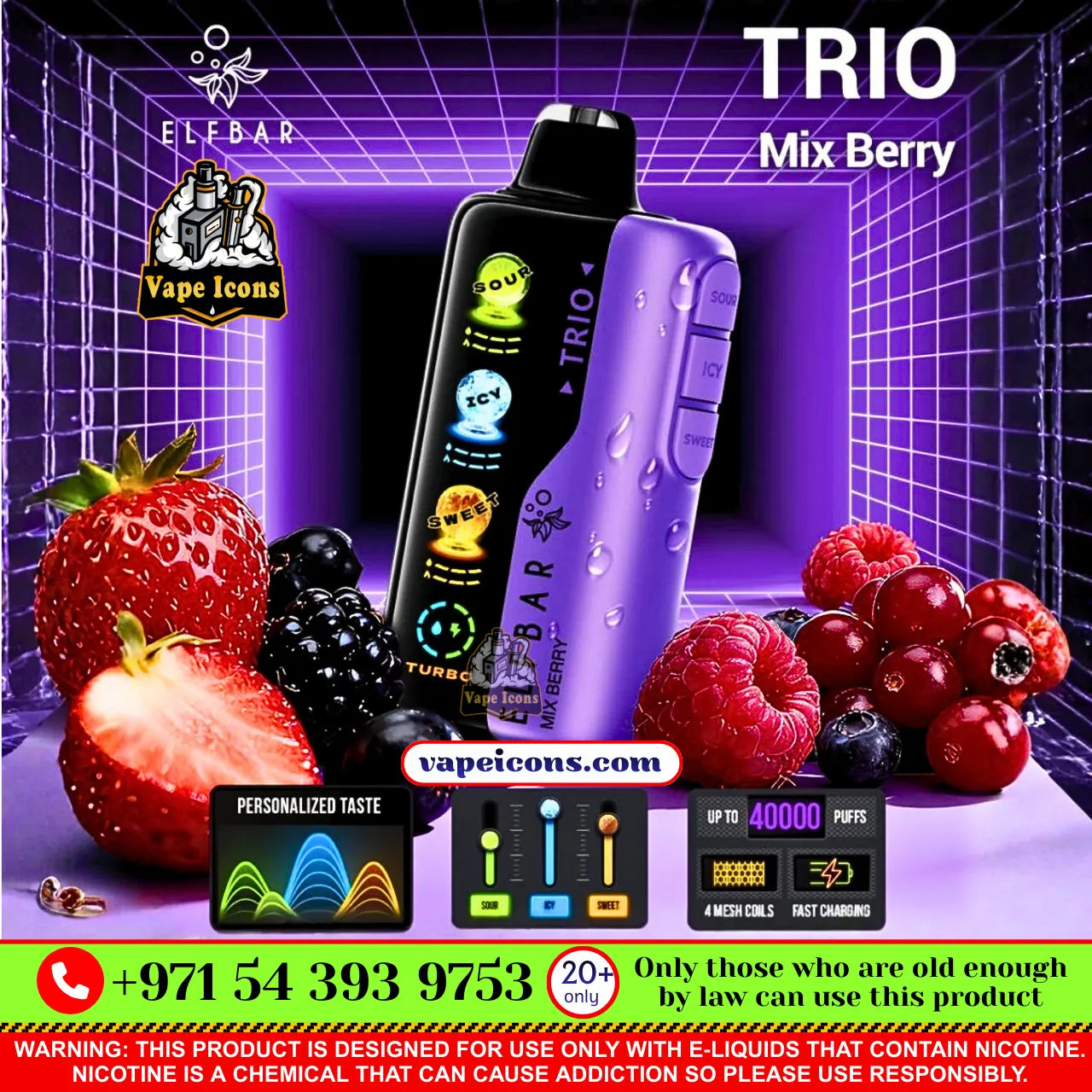 ELFBAR TRIO 40K PUFFS RECHARGEABLE DSPOSABLE In Dubai, Vape Motor City, Vape Shop JVC, Vape Shop Near Me, Best Disposable, Long Lasing Disposable, Mix Berry, Strawberry Watermelon, Blueberry Ice, Peach Mango, Double Mango, Peach Ice, Blueberry Raspberry Ice, Pineapple Passion Fruit Guava, Strawberry Mango, Lychee Juicy Peach, Grape Ice, Strawberry Ice, Strawberry Kiwi, Peach Mango Watermelon, Mango Ice, VCT, Watermelon Bubblegum, Blue Razz Ice, Miami Mint.
