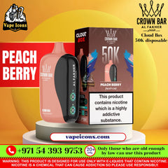 Crown Bar Al Fakher Cloud Box 50K Disposable Vape Peach Berry Flavor UAE
