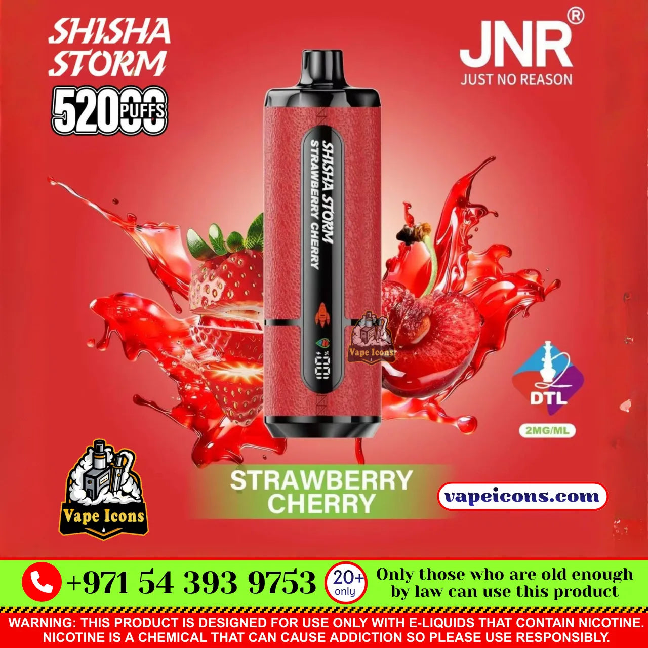 JNR Shisha 52k Puffs 20 Mg (2%) Rehargeable Disposable Vape Buy Online In Downtown & Motor City Dubai UAE