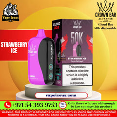 Crown Bar Al Fakher Cloud Box 50K Disposable Vape Strawberry Ice Flavor Dubai UAE
