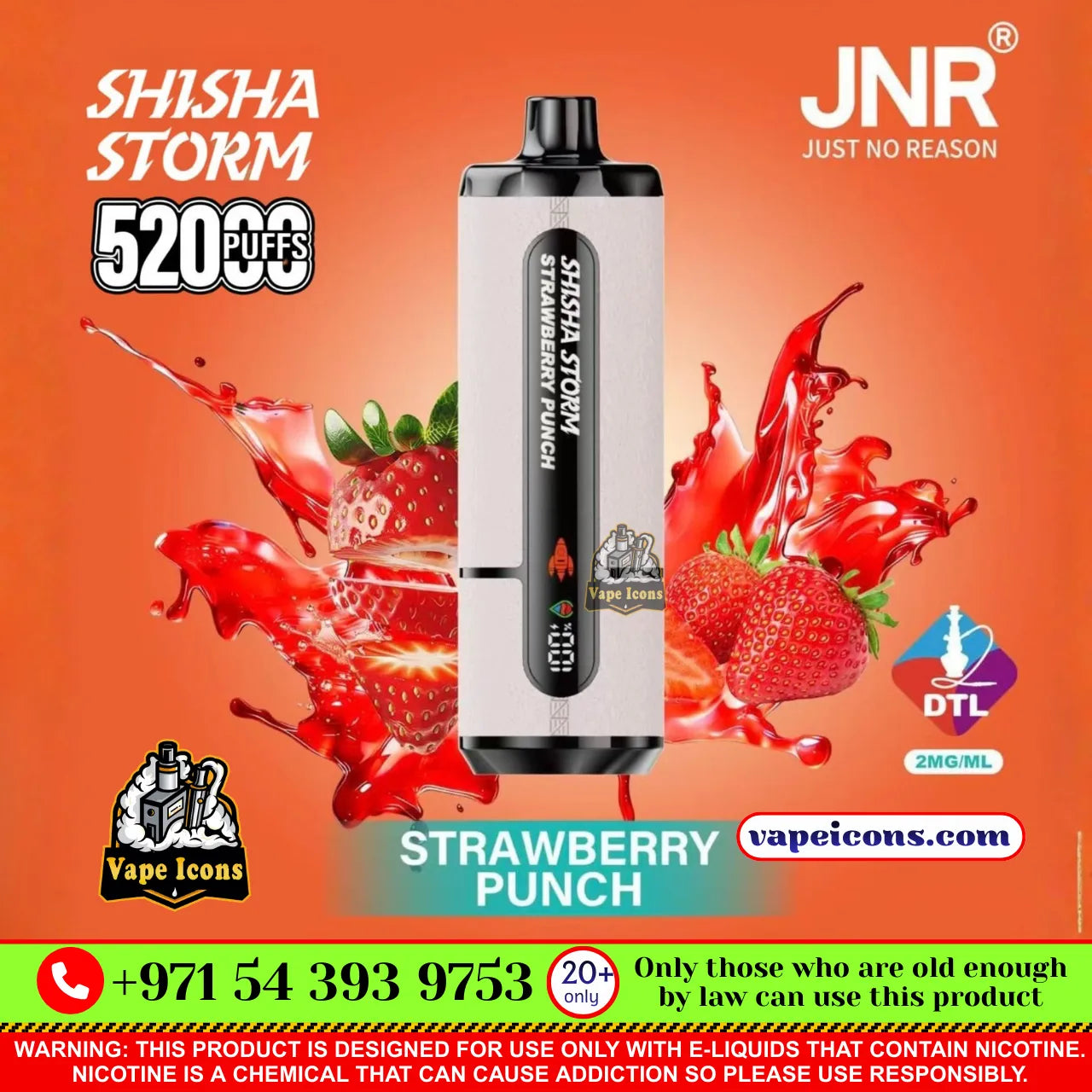 JNR Shisha 52k Puffs 20 Mg (2%) Rehargeable Disposable Vape Buy Online In Downtown & Motor City Dubai UAE