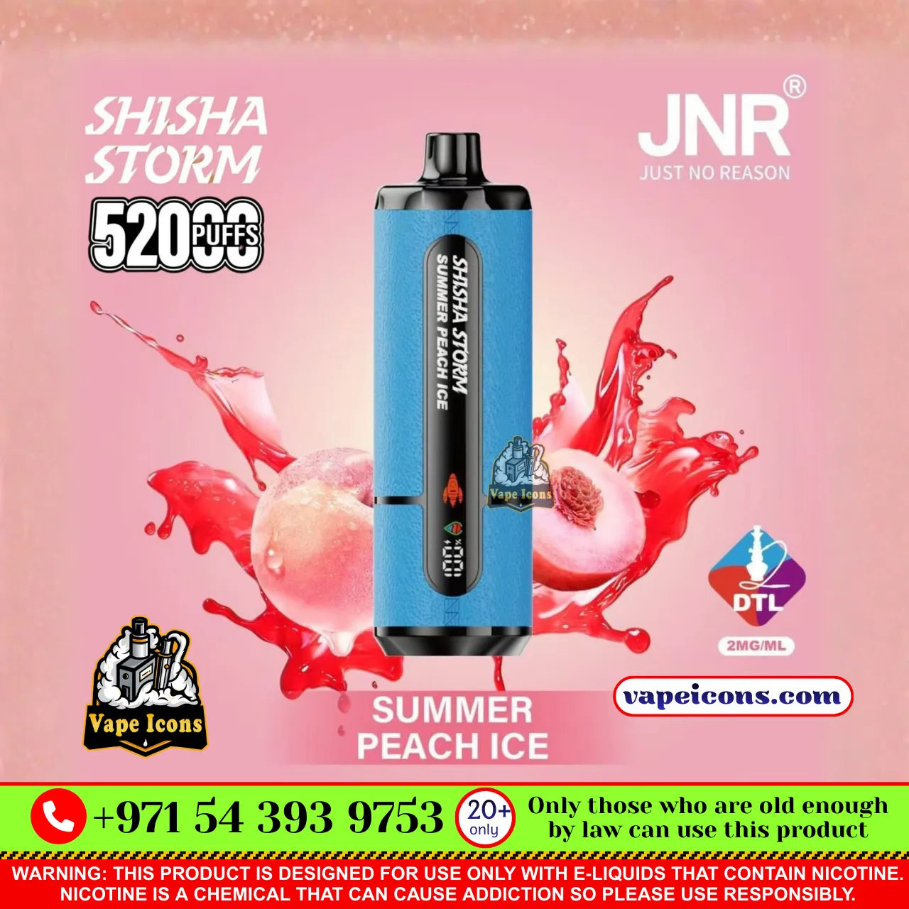 JNR Shisha 52k Puffs 20 Mg (2%) Rehargeable Disposable Vape Buy Online In Downtown Dubai UAE