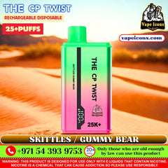 Cristal The CP Twist 25k Puffs Rechargeable Disposable Best Price In Dubai UAE, 20mg Nicotine vape, 2%Nicotine Disposable Vape.