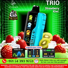 ELFBAR TRIO 40K PUFFS RECHARGEABLE DSPOSABLE In Dubai, Vape Motor City, Vape Shop JVC, Vape Shop Near Me, Best Disposable, Long Lasing Disposable, Mix Berry, Strawberry Watermelon, Blueberry Ice, Peach Mango, Double Mango, Peach Ice, Blueberry Raspberry Ice, Pineapple Passion Fruit Guava, Strawberry Mango, Lychee Juicy Peach, Grape Ice, Strawberry Ice, Strawberry Kiwi, Peach Mango Watermelon, Mango Ice, VCT, Watermelon Bubblegum, Blue Razz Ice, Miami Mint.