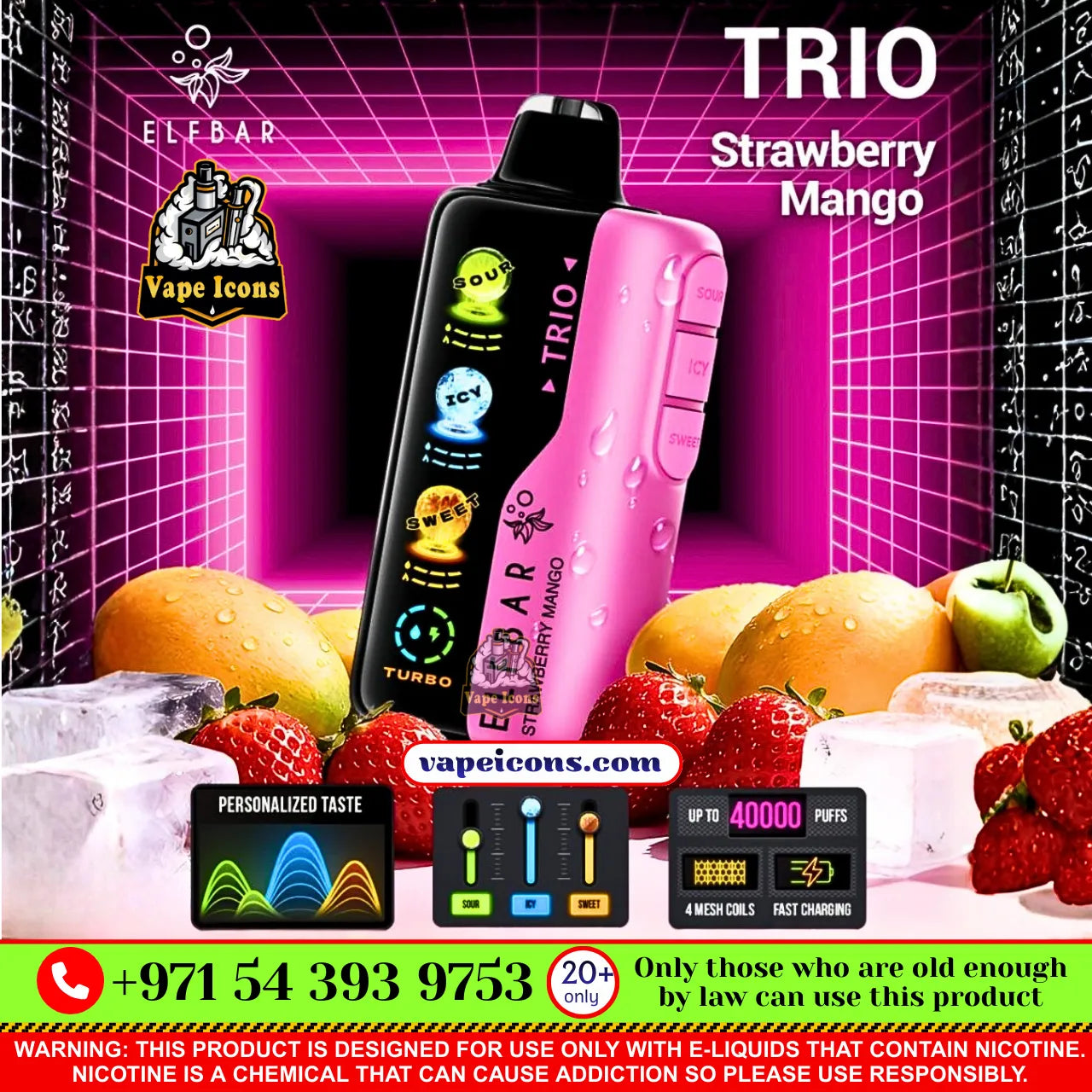 ELFBAR TRIO 40K PUFFS RECHARGEABLE DSPOSABLE In Dubai, Vape Motor City, Vape Shop JVC, Vape Shop Near Me, Best Disposable, Long Lasing Disposable, Mix Berry, Strawberry Watermelon, Blueberry Ice, Peach Mango, Double Mango, Peach Ice, Blueberry Raspberry Ice, Pineapple Passion Fruit Guava, Strawberry Mango, Lychee Juicy Peach, Grape Ice, Strawberry Ice, Strawberry Kiwi, Peach Mango Watermelon, Mango Ice, VCT, Watermelon Bubblegum, Blue Razz Ice, Miami Mint.