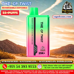 Cristal The CP Twist 25k Puffs Rechargeable Disposable Best Price In Dubai UAE, 20mg Nicotine vape, 2%Nicotine Disposable Vape.