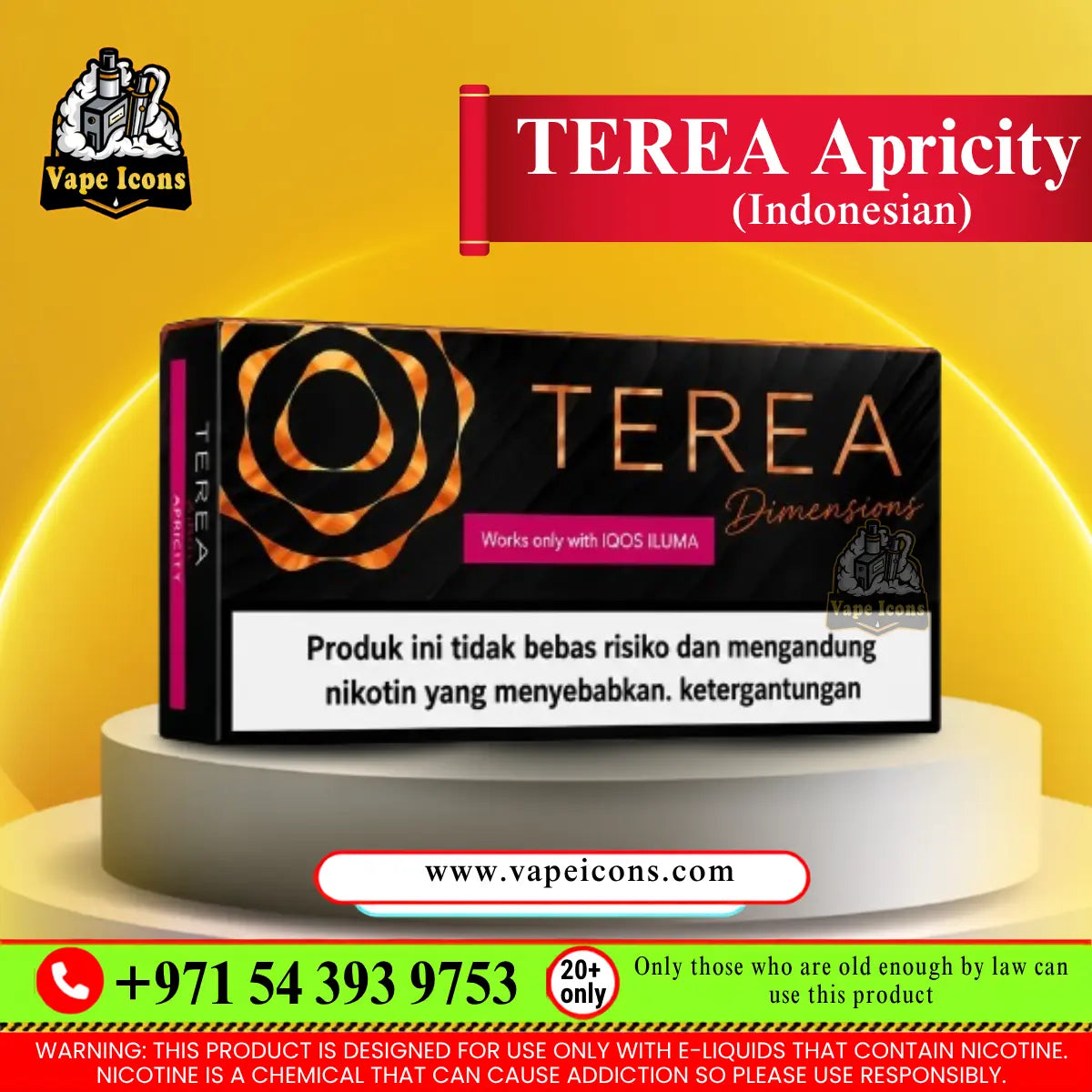 TEREA Dimensions Apricity Indonesia heated tobacco pack compatible with IQOS ILUMA devices