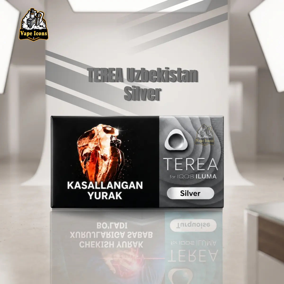 TEREA Silver Uzbekistan Heets Studio Shot - IQOS ILUMA | Vape Icons