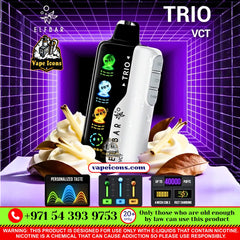 ELFBAR TRIO 40K PUFFS RECHARGEABLE DSPOSABLE In Dubai, Vape Motor City, Vape Shop JVC, Vape Shop Near Me, Best Disposable, Long Lasing Disposable, Mix Berry, Strawberry Watermelon, Blueberry Ice, Peach Mango, Double Mango, Peach Ice, Blueberry Raspberry Ice, Pineapple Passion Fruit Guava, Strawberry Mango, Lychee Juicy Peach, Grape Ice, Strawberry Ice, Strawberry Kiwi, Peach Mango Watermelon, Mango Ice, VCT, Watermelon Bubblegum, Blue Razz Ice, Miami Mint.