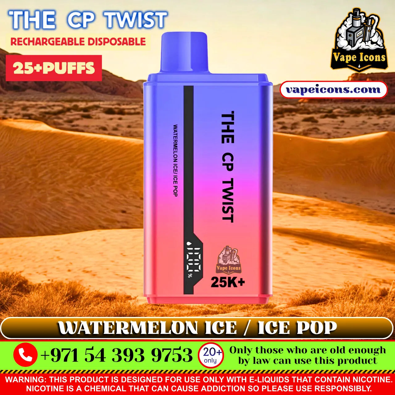 Cristal The CP Twist 25k Puffs Rechargeable Disposable Best Price In Dubai UAE, 20mg Nicotine vape, 2%Nicotine Disposable Vape.