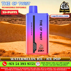 Cristal The CP Twist 25k Puffs Rechargeable Disposable Best Price In Dubai UAE, 20mg Nicotine vape, 2%Nicotine Disposable Vape.