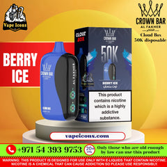 Crown Bar Al Fakher Cloud Box 50K Disposable Vape Blueberry Ice Flavor Dubai UAE