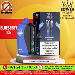 Crown Bar Al Fakher Cloud Box 50K Disposable Vape Blueberry Ice Flavor Dubai UAE