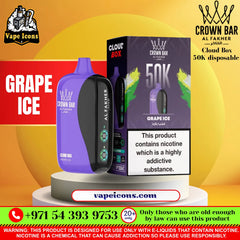 Crown Bar Al Fakher Cloud Box 50K Disposable Vape Grape Ice Flavor Dubai UAE