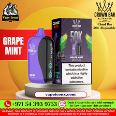 Crown Bar Al Fakher Cloud Box 50K Disposable Vape Grape Mint Flavor UAE