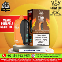 Crown Bar Al Fakher Cloud Box 50K Disposable Vape Mango Pineapple Grapefruit Flavor Dubai UAE