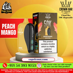 Crown Bar Al Fakher Cloud Box 50K Disposable Vape Peach Mango Flavor Dubai UAE