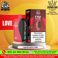 Crown Bar Al Fakher Cloud Box 50K Disposable Vape Love Flavor UAE