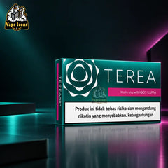 TEREA Black Green Indonesia pack for IQOS ILUMA on dark reflective background